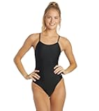 Thin Strap Athletic One Piece Swimsuit for Women - Solid Bathing Swimsuits for Competiton - Multi Color Selection