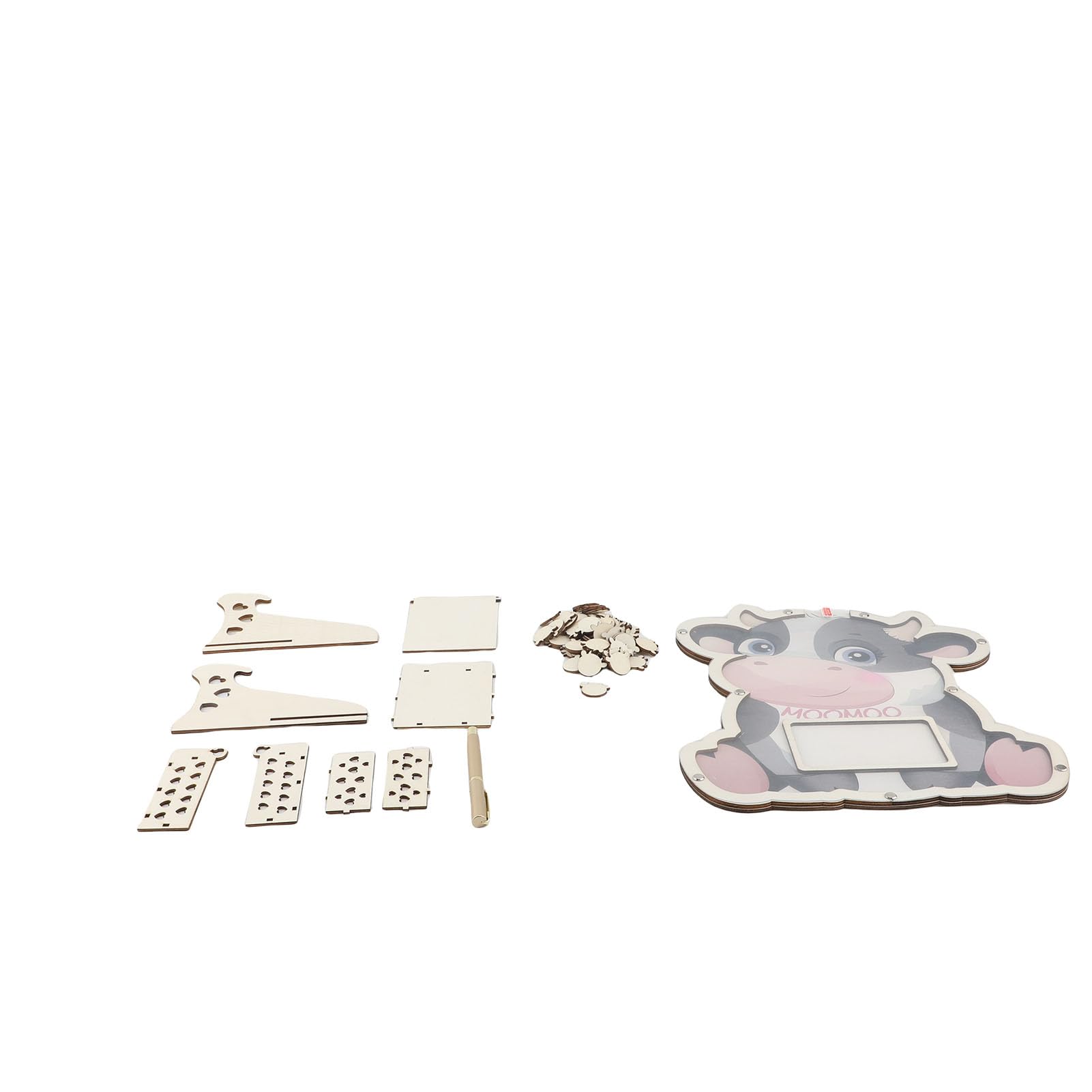 Libro degli Ospiti con Graziose Decorazioni per la Doccia per Bambini con Fette di Legno Lisce per Rivelare Il Genere e Compleanni. Elegante Design Acrilico (Mucca)