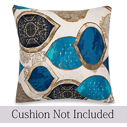 Image of HOKIPO Polyester Blend Stretchable Cushion Cover 16x16, Pack of 2 (AR-4098-D13*2), (40 x 40cm),Multicolor