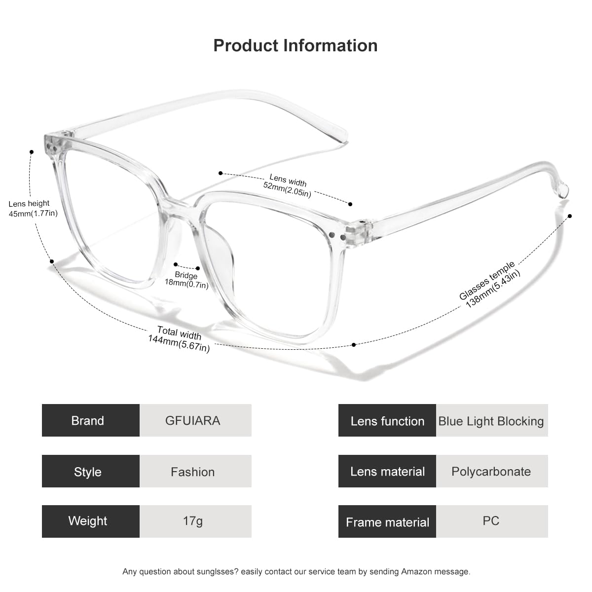 GFUIARA Lunettes de blocage de la lumière bleue pour homme et femme - Lunettes carrées à la mode pour ordinateur/télévision/téléphone portable/lunettes de jeu