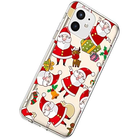 Herbests Kompatibel mit iPhone 12 Mini Silikon Hülle Bunt Weihnachtsbaum Muster Durchsichtige Handyhülle Kristall Klar Schutzhülle Crystal Clear Transparent Hüllen,Weihnachtsmann Cover