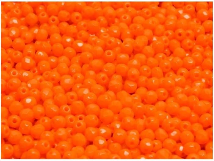 600 cuentas facetadas pulidas al fuego redondas de 0.118 in, cristal checo, naranja opaco