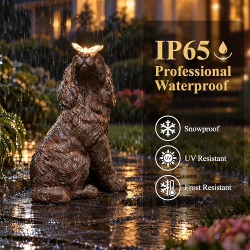 Lyeasw Solar Dog Statue with Butterfly, Dog Lover Gift for Outdoor Garden - image 7