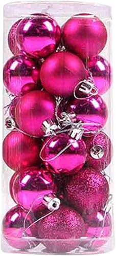 Miniatura 1 de 24 adornos de bola de Navidad, mini esferas de Navidad de plástico inastillables con cuerda para colgar, juego de bolas decorativas empaquetadas en