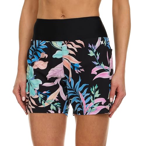 Image of Hurley 5 inch /7 inch High Waisted Swim Shorts Women, Board Shorts with Pockets & Inner Liner, Quick Dry Swim Trunk, UPF 50+