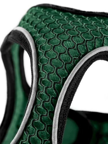 Hunter Hundegeschirr Hilo Comfort, Farbe: dunkelgrün, Easy Step-In Geschirr für kleine bis mittlere Hunde, mit Netzmaterial, reflektierende Elemente, angenehm leicht, modernes Design, Größe: S