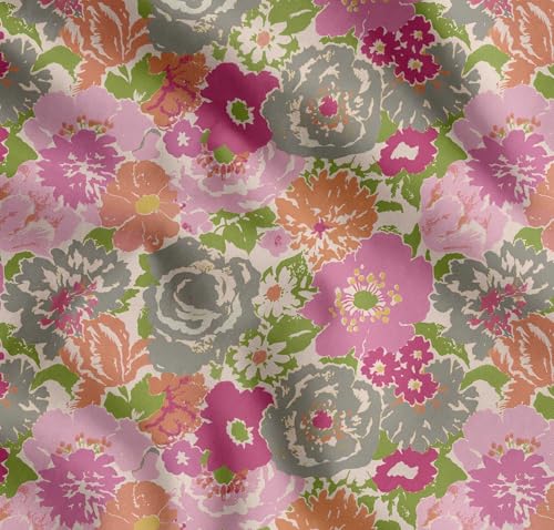 Tissu en batiste de coton rose aquarelle Soimoi de 142 cm de large vendu par coupon de 3 mètres