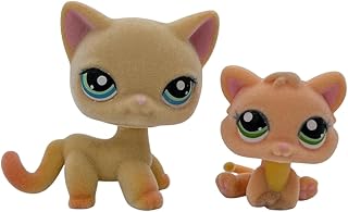 2pcs/Pack Custom Flocked Pet Shop Toy Fuzzy Animal Figure Short Hair Cat Dog Collie Dachshund Great dane Cocker Spaniel (#339 and #1691)