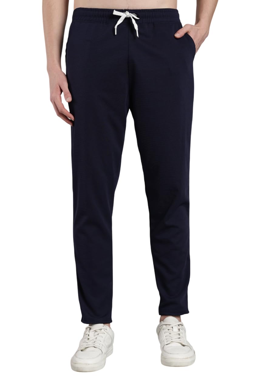 Men's Cotton Blend Track Pants, Black, Comfort Fit with Drawstring, Side Pockets for Regular Wear, Sports, Joggers-image-3