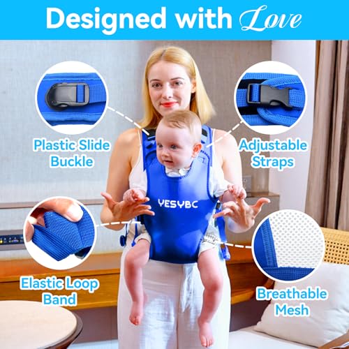 Image of Baby Carrier, Dual-Use Adjustable Baby Sling Support Infant Chest Holder with Drawstring Backpack for Newborn to Toddler 13-33 lbs Swimming Pool Beach Land (Dark Blue)