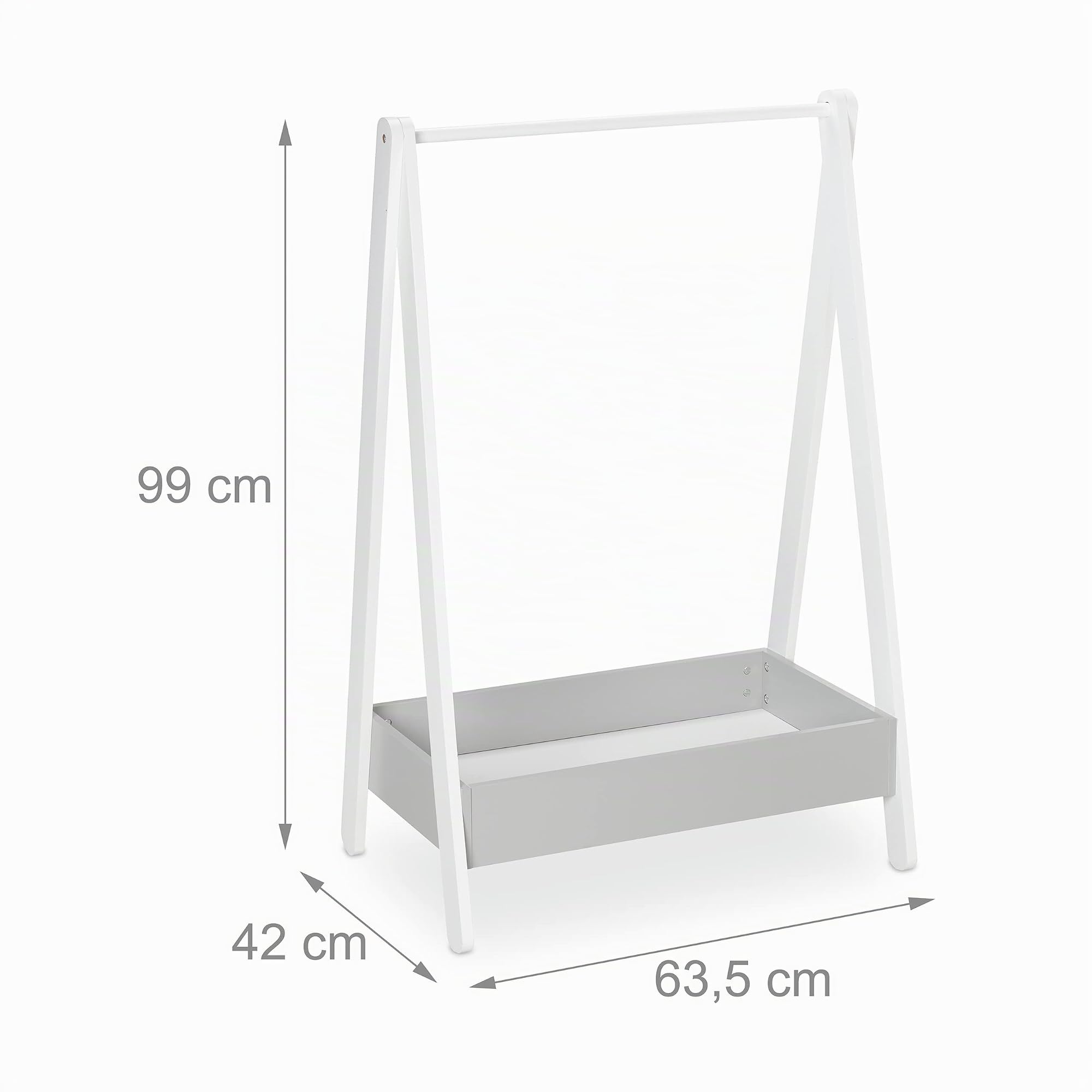 Relaxdays Perchero Burro Infantil, 99 x 63,5 x 42 cm, Armario para Niños con Balda, Organizador Ropa, Blanco y Gris