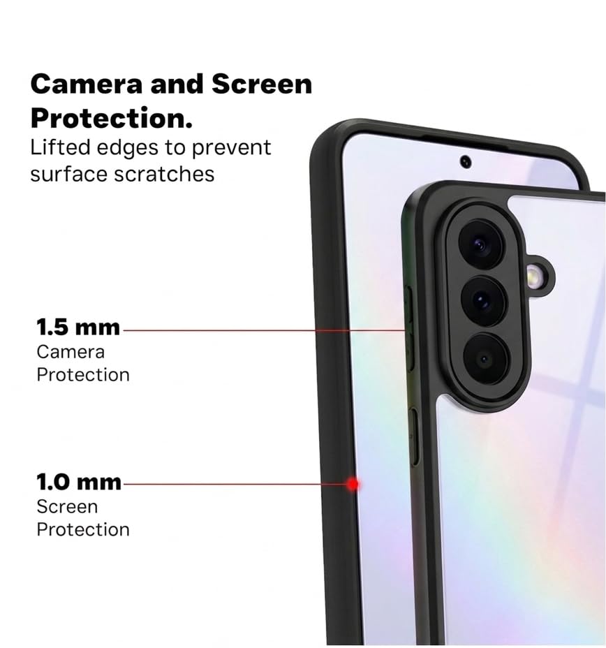 Image of VONZEE Clear Back Case Cover for Samsung Galaxy A36 5G | Shockproof Design | Hard Back Cover Case for Samsung Galaxy A36 5G (PC & TPU, Black)