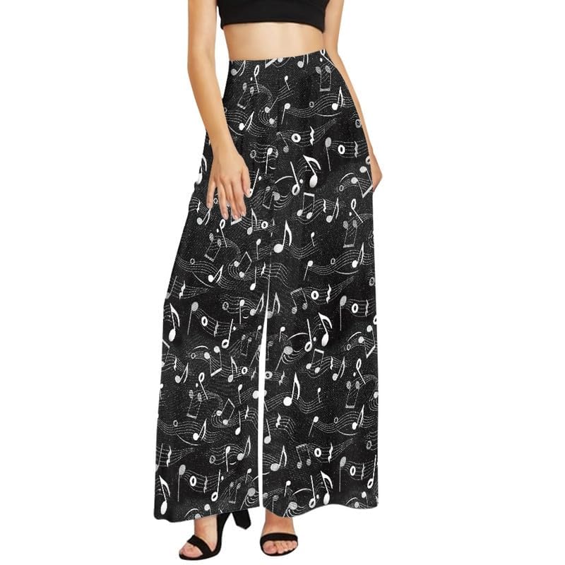Hibiscus Women's High Waist Wide Leg Pants Almond Blossom Stretchy Pants Yellow Sunflowers Lounge Pant Trousers3