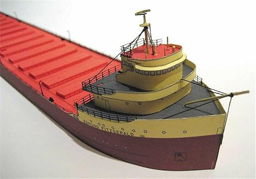 Miniatura 3 de MOUDOAUER Modelo de buque de papel, modelo 1400, modelo de simulación de caza de ciencia militar, modelo para colección SS Edmund Fitzgerald - Barco