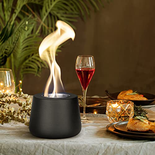 Tabletop Fire Pit Fireplace Indoor: Mini Personal Table Top Firepit Fire Place Rubbing Alcohol Flame Bowl For Smores Maker Outdoor Patio Portable Smokeless Firebowl - Black Ceramic #TOP5