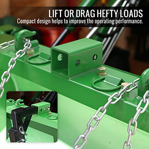 Sulythw Tractor Bucket Hooks 1/4\" Bolt On Grab Hooks and 2\" Receiver Compact Tractor Bucket with 1/2\" Shackles, D Rings Grab Hooks Tow Hook Mount for John Deere Tractor Bucket, RV, UTV, Truck - Thumbnail 6