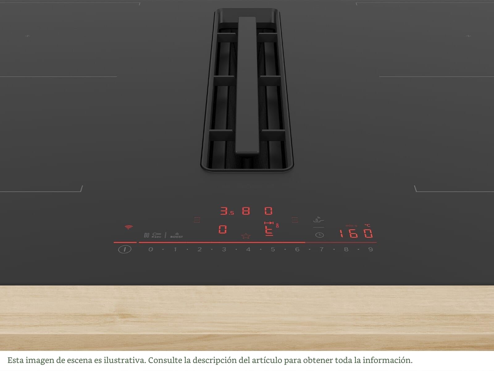 Bosch PVQ811H26E, Placa de inducción con campana extractora integrada Serie 6, Black | 80 cm, negro, 4 hogares, PowerBoost, temporizador con función de parada, DirectSelect