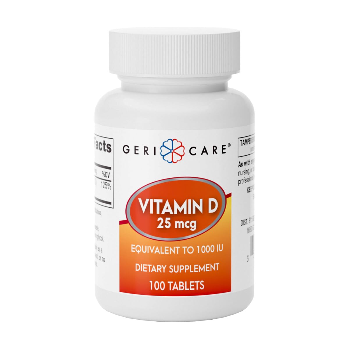 GeriCare Vitamin D 25mcg Tablets, Promotes Healthy Bones & Immune Support, Dietary Supplement, 100 Count (Pack of 1)