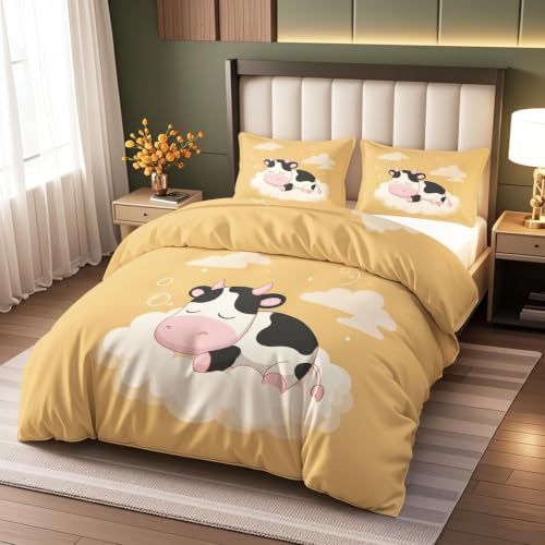 Housse de couette imprimée 3D vache mignonne pour lit ado