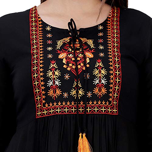 Image of Women's Rayon Embroidery Work Flared Kurta