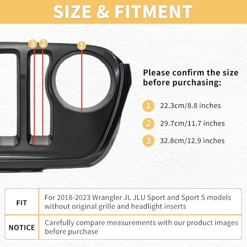 Image of MAXDOM Grille Inserts Headlight Covers Set Fits for Jeep (2018-2023) Wrangler JL JLU (Red, Sport /Sport S)