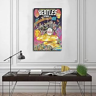 Beatles Comic Book Affiche en métal au look vintage pour décoration murale de salon et chambre à coucher Cadre : 50 x 75… – Image 3