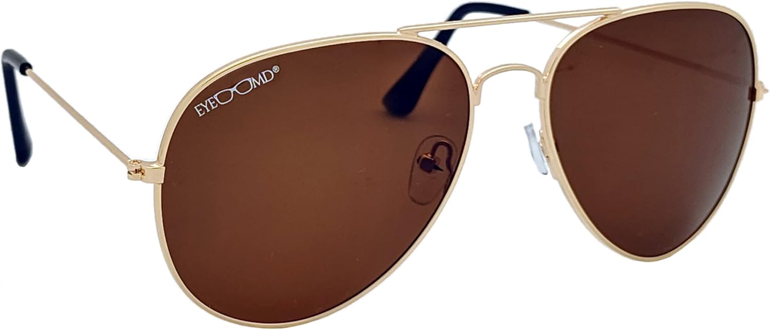 Classic Gold Aviator Sunglasses - Stylish, Polarized & UV Protected - Unisex Medium - Excellent for Most Occasions