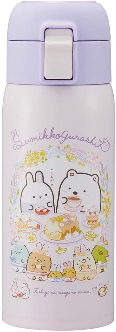 Skater STOT3-A Thermal Insulated Stainless Steel Mug Bottle, 11.8 fl oz (350 ml), One-Touch Open, Sumikko Gurashi, Rabbit Rice Bowl