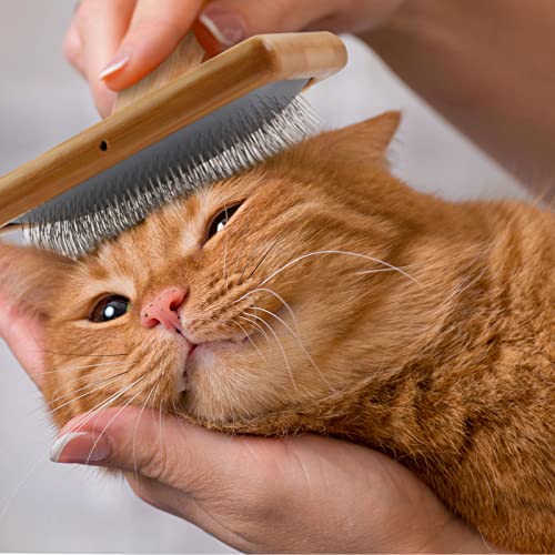 Hundebürste, Katzenbürste Hunde Bürste Haustier Bürsten für Langhaar und Kurzhaar,Softbürste für Knoten und Unterfell,Holz