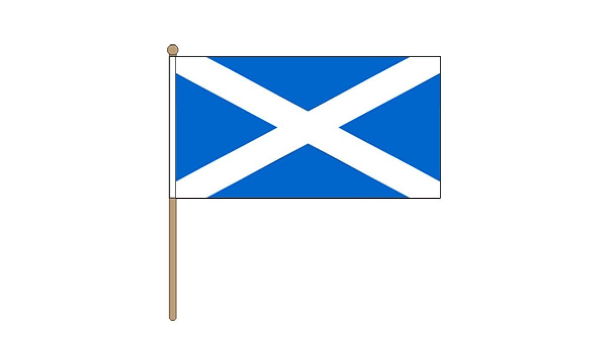 GIZZY® Scotland St Andrews (Light Blue) 18" x 12" hand waving flag with wooden stick and finial