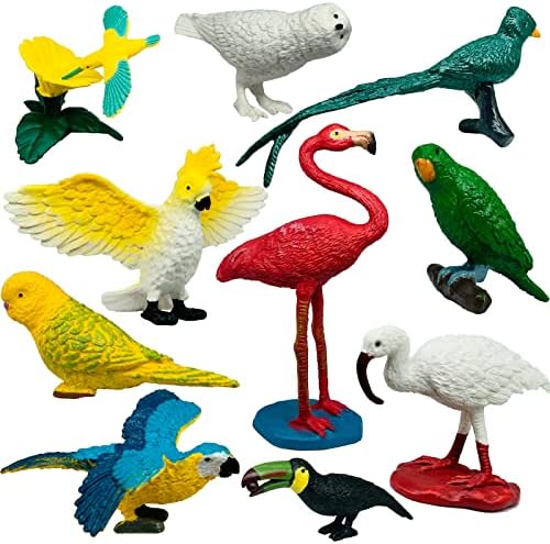 Birds Figure Animal Toys Set Birthday Cake Topper, Garden Decoration for Kids 10 Pcs Wildlife Figurines Animal Figures for Children for Party Favors, Gifts, Prizes, Rewards, Giveaways