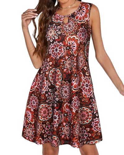 Image of Summer Dresses for Women 2026 Casual Sleeveless Sundress Floral Loose Fit Beach Cover Up with Pocket
