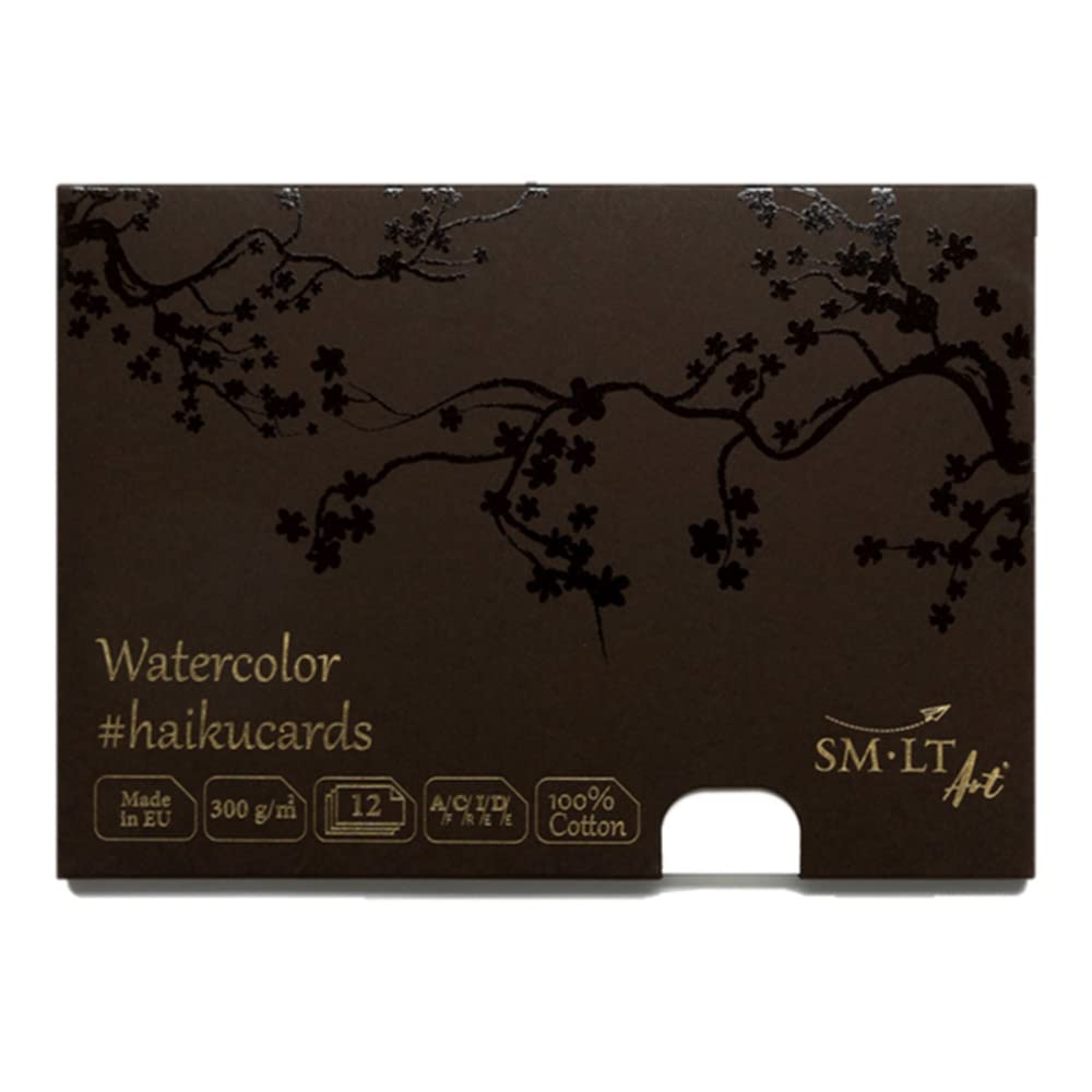 Sm.lt White Sm-Lt Haiku Cards 14.8 X 21 Cm Watercolour 100% Cotton 12 Sheets 300 Gsm