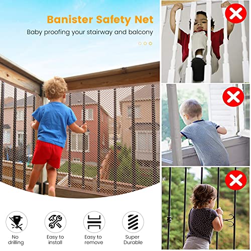 Baby Balcony Safety Mesh Net,Banister Stairs Guard Protective Net For Kids Toys Pets,Stairway Rail Net 9.8Ft X 2.5Ft (2 Pack, White) #TOP1