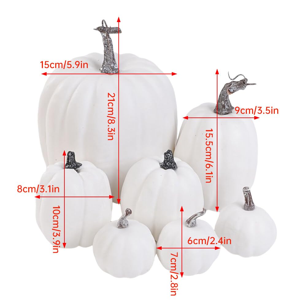Zcargel Foam Pumpkin Props 7PCS Artificial Pumpkins Vegetable Pumpkin Model Halloween Pumpkin Ornament Simulation Pumpkin Ornament for Thanksgiving Halloween Kitchen Home Decoration