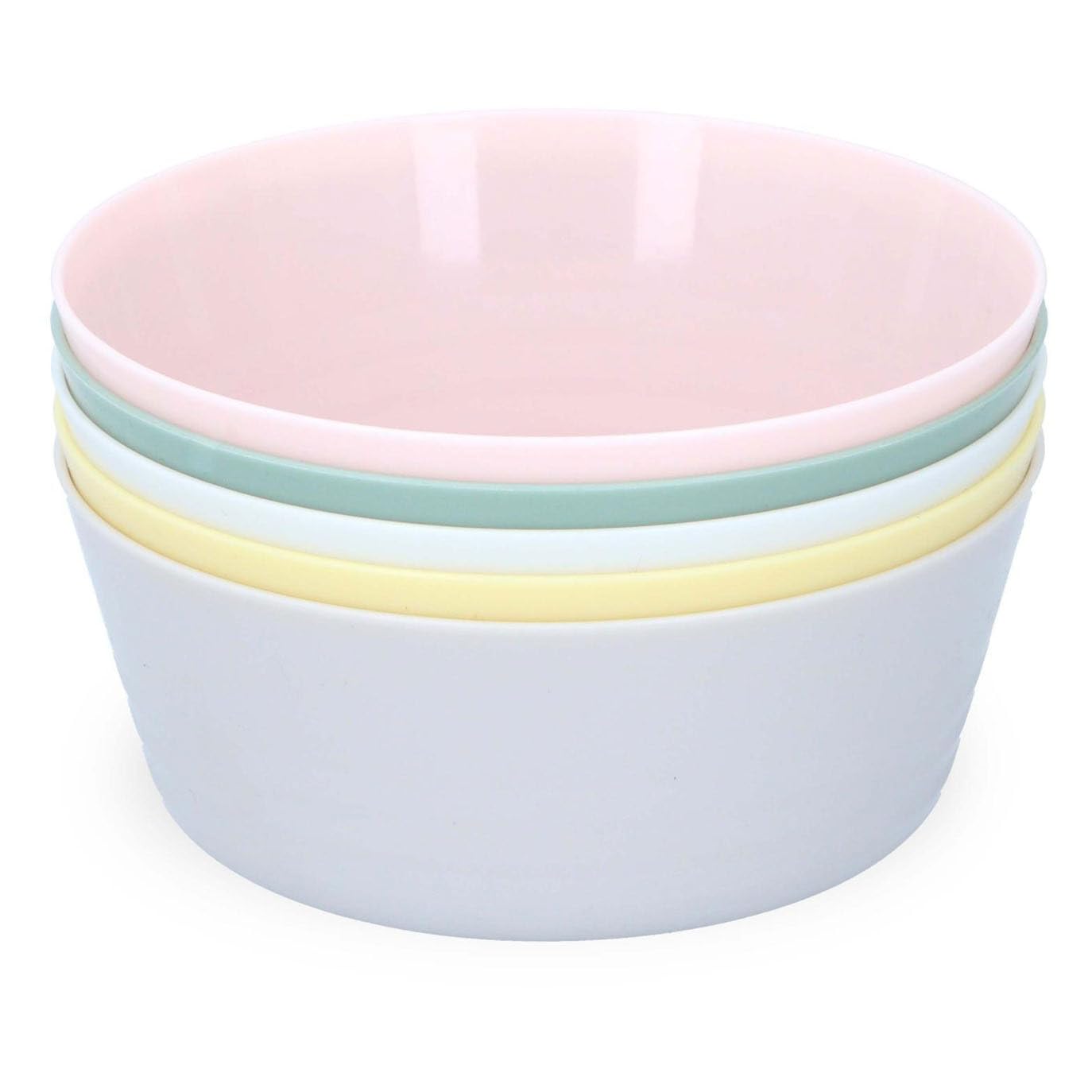 Alpina Mixed Set Of 6 Plastic Cereal Bowls Coloured Stackable Breakfast Oatmeal Muesli Colour Bowls Dessert Soup Salad Appetizer Lightweight Reusable Ideal For Kids Camping Outdoor Picnics, Pastel