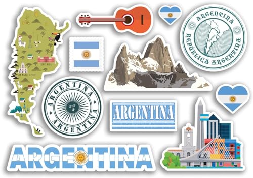 78476 Lot d'autocollants en vinyle Argentine pour bagages ou ordinateur portable Format A5