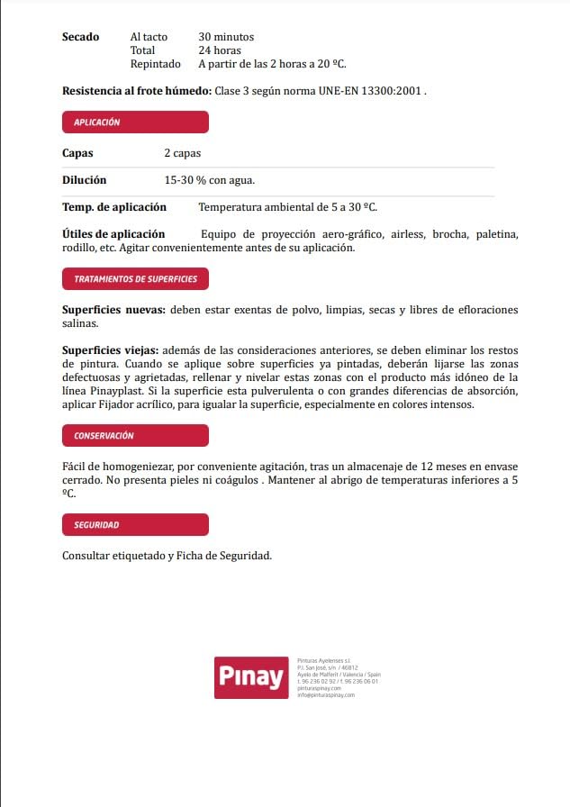 PINTURA PLASTICA CON ELEVADA BLANCURA OMEGA PINAY (20 Kg)