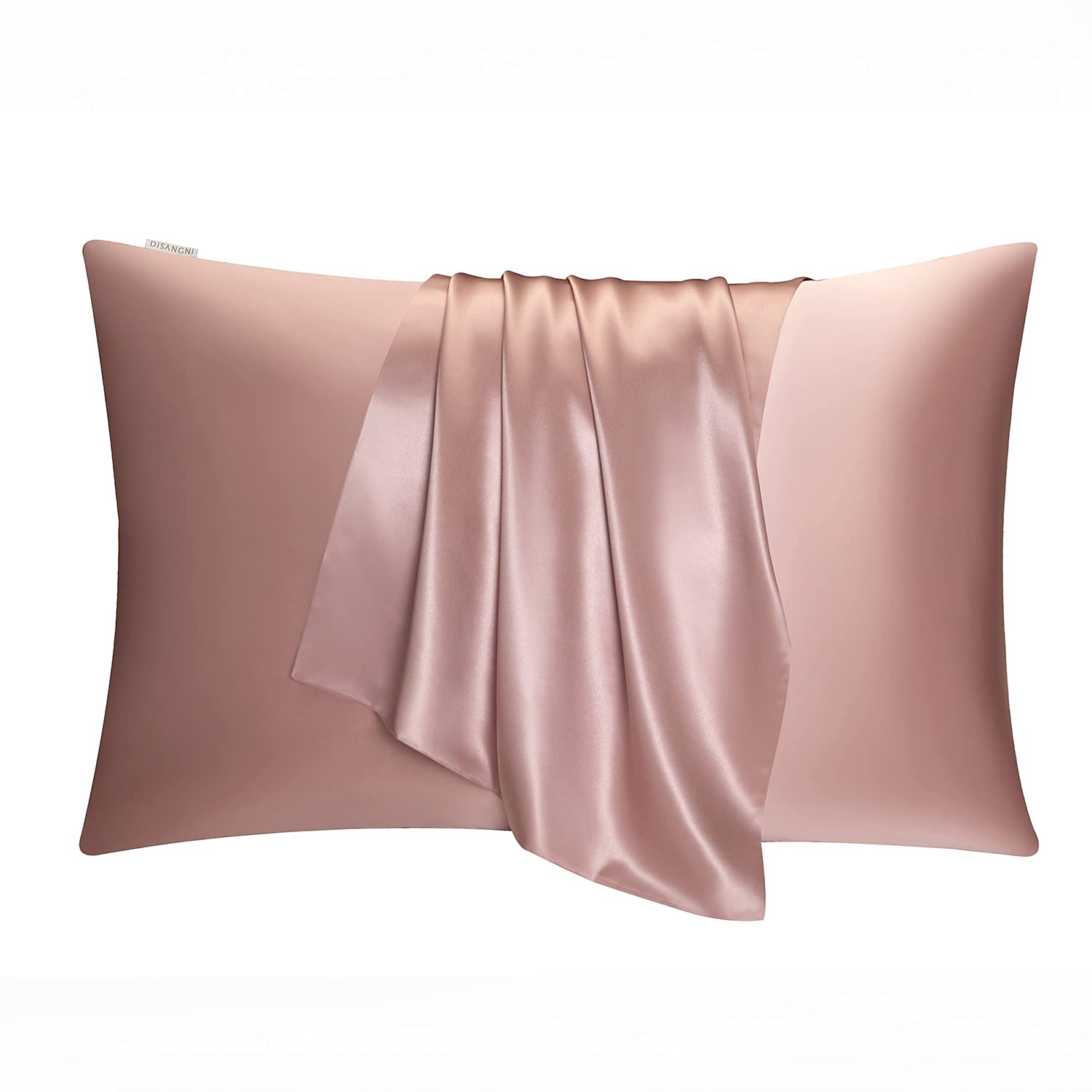 DISANGNI Funda de Almohada de Seda de Morera 100% Natural para Cabello y Piel, con Cremallera Oculta, 22 Momme en Ambos Lados, Funda de Almohada de Seda Real (2 Unidades, 51 x 66 cm, Rosa)