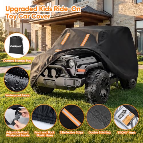 Image of Kids Ride On Car Cover, 420D Large Power Wheels Cover Waterproof | Fit for Power Wheels Jeep & Toddler Electric Vehicles,All Weather Protection, with 3 Reflective Strips &Windproof Buckles