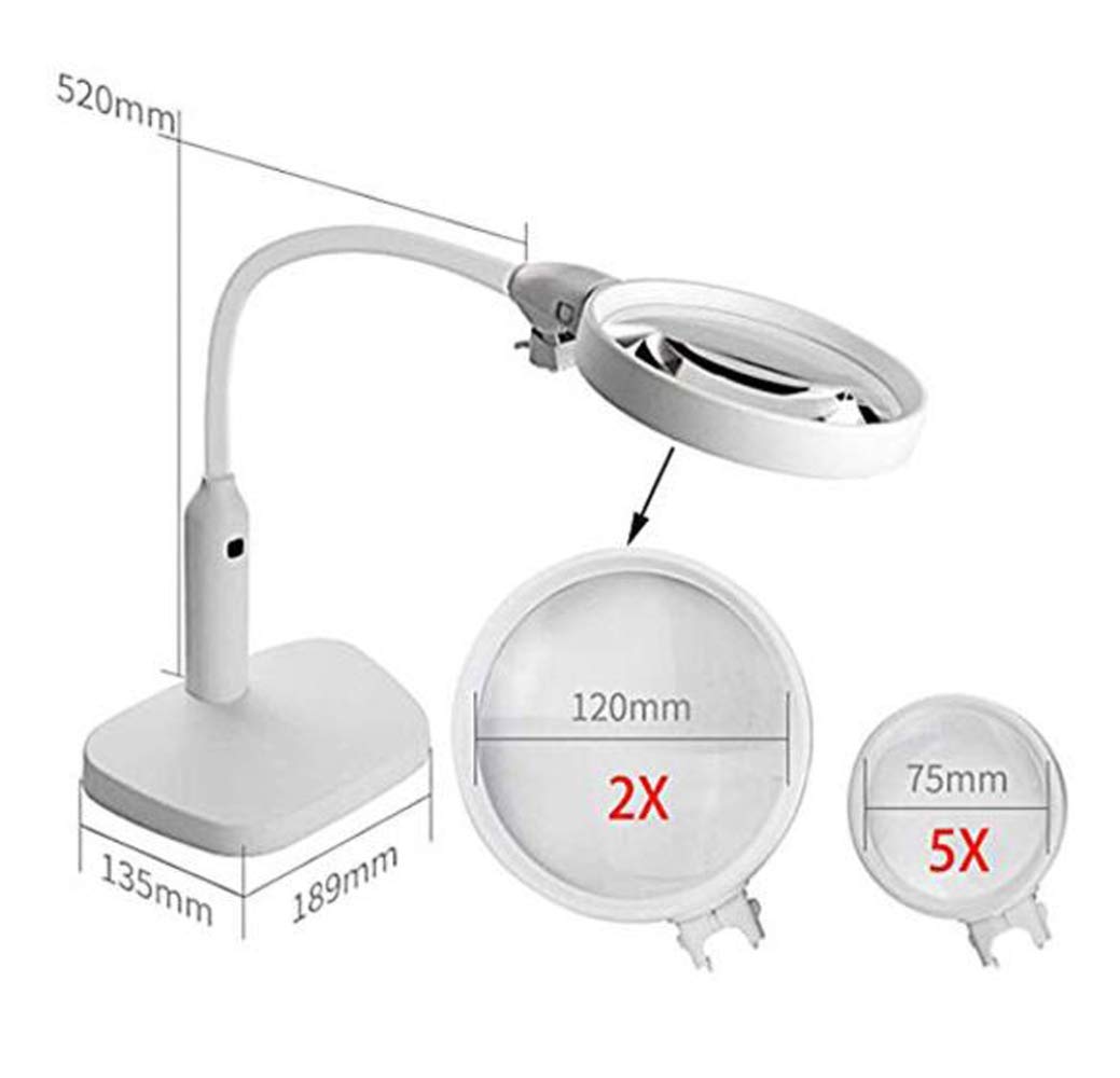 Lupa, biurkowa 2X 4X i zaciskowa lampa powiększająca 2 w 1, szkło powiększające do czytania ze stojakiem, jasne światła LED w świetle dziennym i elastyczna gęsia szyja do hobby, rzemiosła, stołu