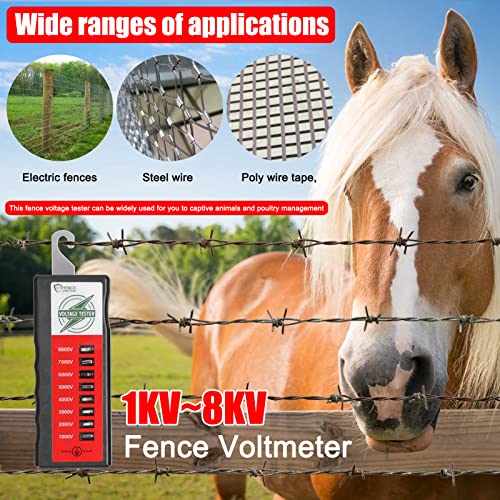 Jiangtao 1000V-8000V 8LED Luzes Portátil Digital Cerca Tester Casa Jardim Cavalo Gado Cerca Elétrica