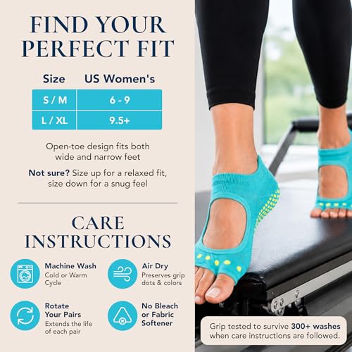 Image of Tucketts Allegro Toeless Pilates Socks with Grips for Women, Non-Slip Open-Toe Grip Socks, Yoga, Barre, Dance, Reformer, Home