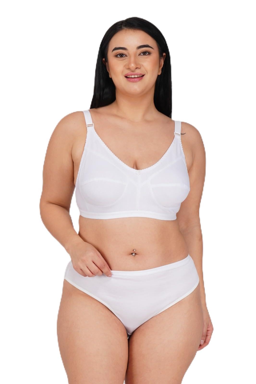 CRISTALCARE Women's Bra and Panty Set, Black and White, Non-Padded, Pack of 1-picture-14
