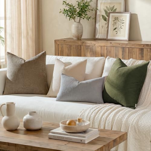 Image of a moment Pack of 2 Decorative Chenille Throw Pillow Covers with Twill Cushion Covers for Sofa Living Room Couch Bed 18x18 Inch Grey