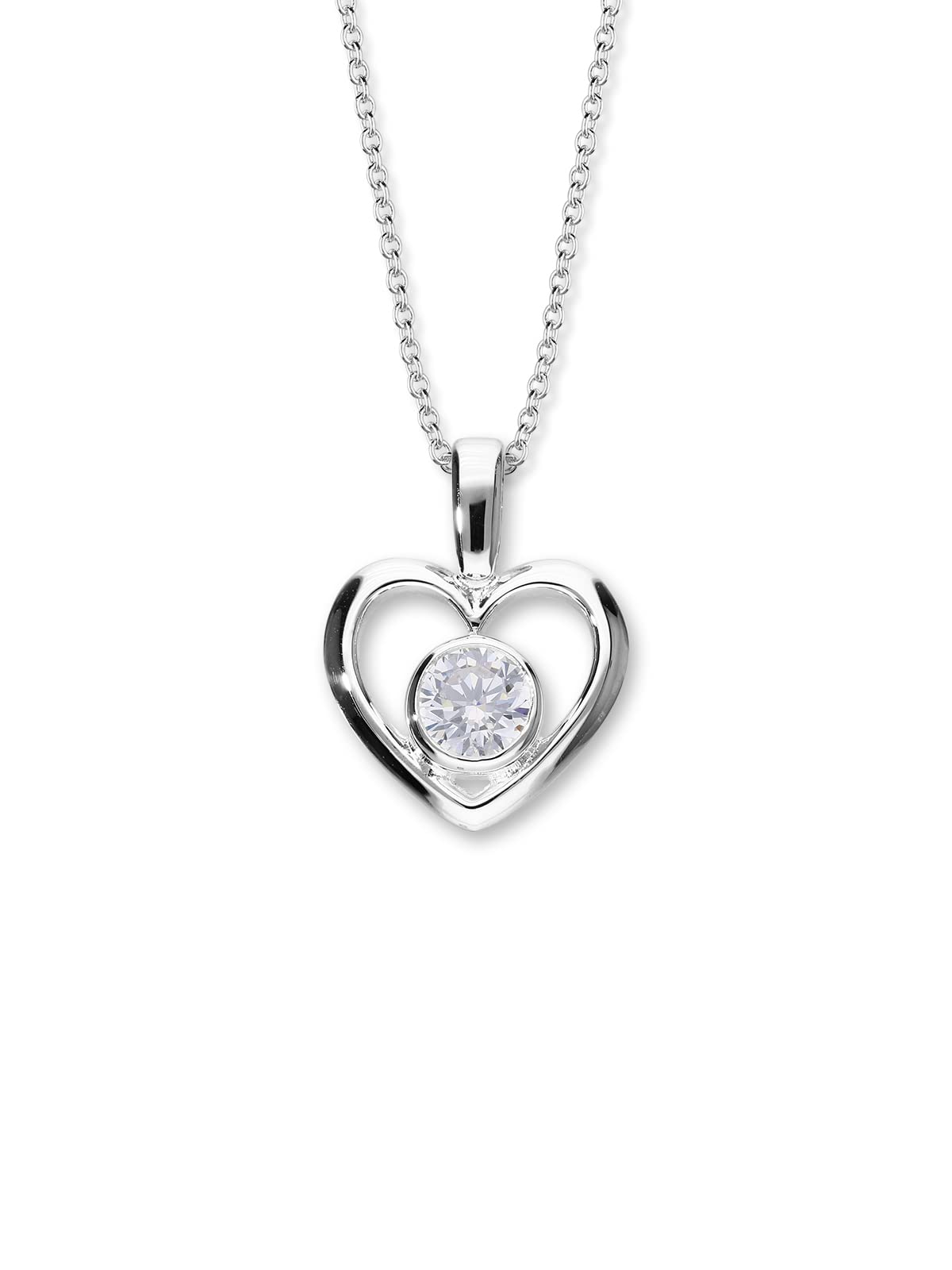ORTAK 925 Sterling Silver Handmade Pendant Necklace Heart Shaped Design Featuring Cubic Zirconia Harlequin Collection Scottish Fine Jewellery Made In Scotland