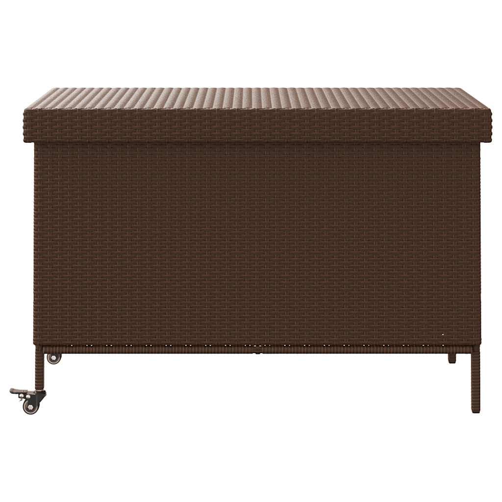 IKAYAA Gartenbox Wasserdicht XXL mit Rollen Auflagenbox Rattan Wetterfest Kissenbox Werkzeugkasten Gerätebox Gartentruhe Garten Balkon Aufbewahrungsbox 110 x 55 x 73 cm Braun