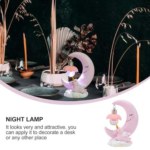 Lámpara de Mesa de Noche de Resina con Diseño de Luna Rosa miniatura 3