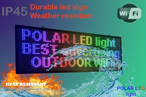 LED sign OUTDOOR 40" x 14" WiFi P10 resolution, full LED RGB color sign with high resolution P10 96x32 dots and new SMD light technology. Perfect solution for advertising