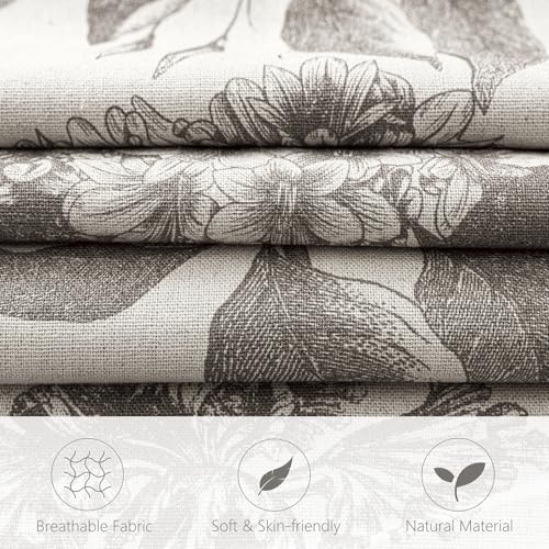 Image of Foindtower Set of 2 Linen Floral Vintage Throw Pillow Covers Neutral Accent Decorative Cushion Covers Farmhouse Boho Home Decor for Sofa Chair Couch Bedroom Living Room,18x18 Inch,Light Gray